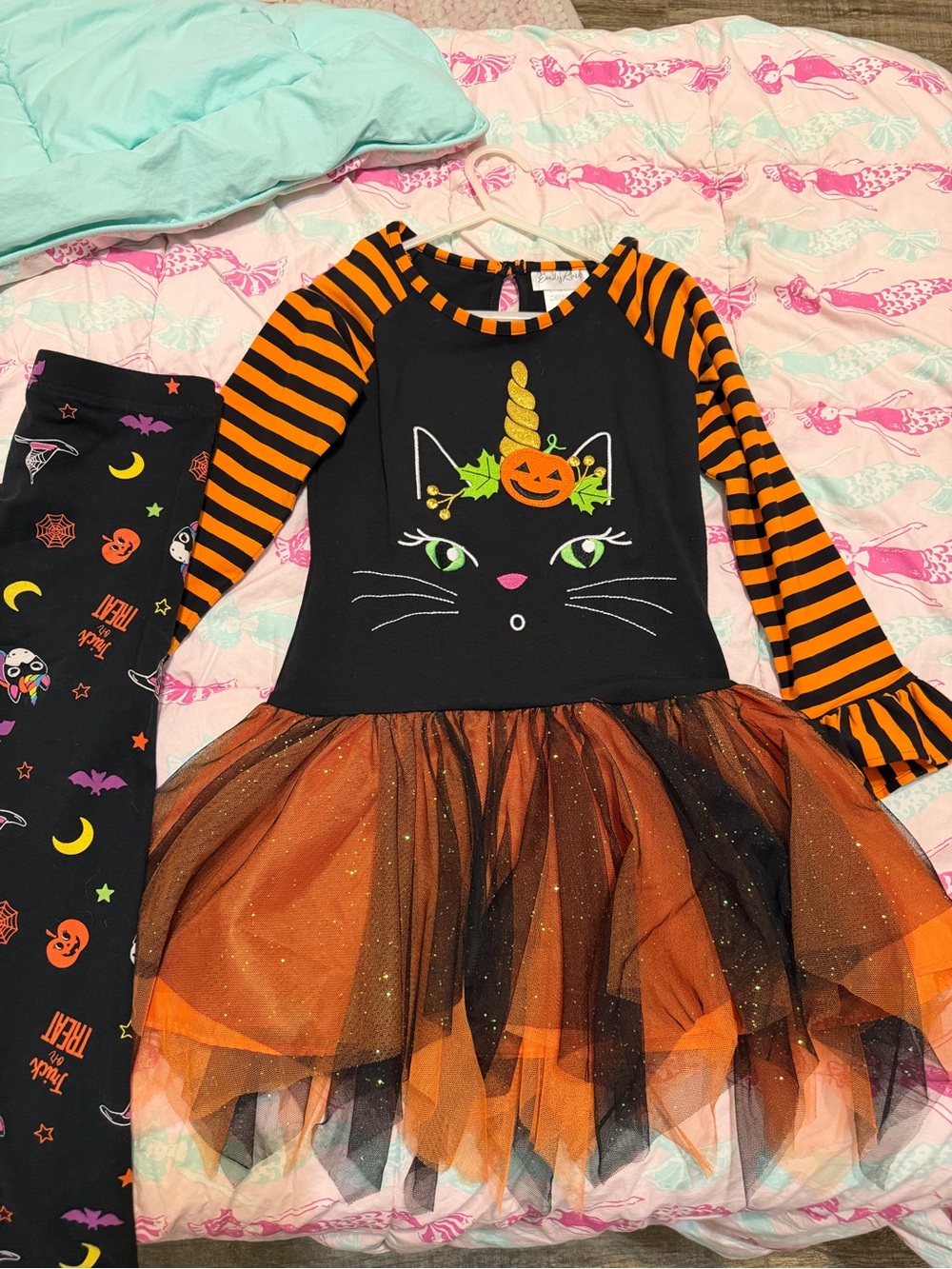 Emily Rose Black & Orange Cat Unicorn Halloween Tutu Dress